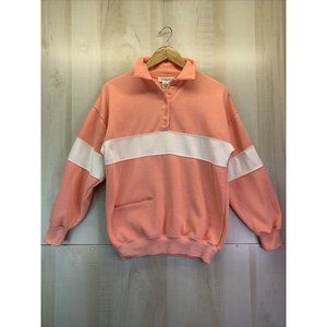 Vintage 90s Viraggio Women’s SZ S Peach/White Colorblock ZipPocket Sweatshirt